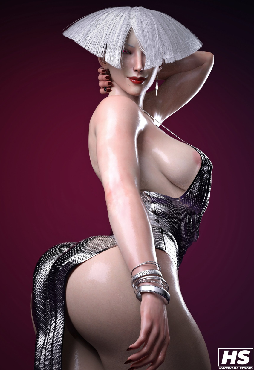 1girl 1girls 3d a.k.i. a.k.i._(street_fighter) albino asian asian_female ass big_ass big_breasts black_bodysuit bodysuit booty breasts capcom curvy dat_ass duo_gale fake_nails female_only fighting_game fingernails grey_hair hagiwara_studio high_res hot_ass latex leotard lips looking_at_viewer muscular sexy_ass sharp_fingernails short_hair street_fighter street_fighter_6 twitter video_game_character watermark white_hair white_skin