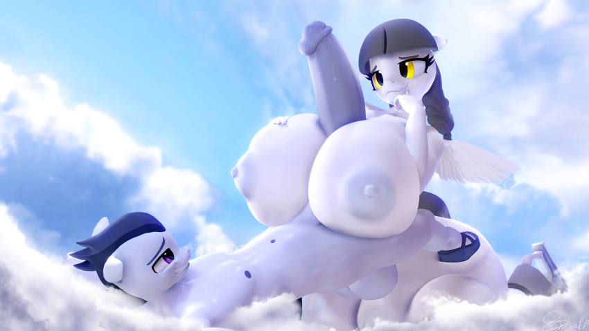 1boy 1girl 3d_(artwork) anthro anthro_on_anthro big_breasts big_penis breasts caring_hearts caring_hearts_(mlp) female friendship_is_magic furry hasbro huge_breasts huge_cock incest milf mother_&amp;_son my_little_pony navel paizuri pony rumble rumble_(mlp) snuddy son