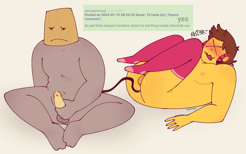 2boys anal_insertion annoyed chubby comment_section helping infected_(regretevator) lampert_(regretevator) lefishaue_(artist) male_only masturbation mutual_masturbation regretevator roblox roblox_game robloxian scene self_upload stockings tagme twink