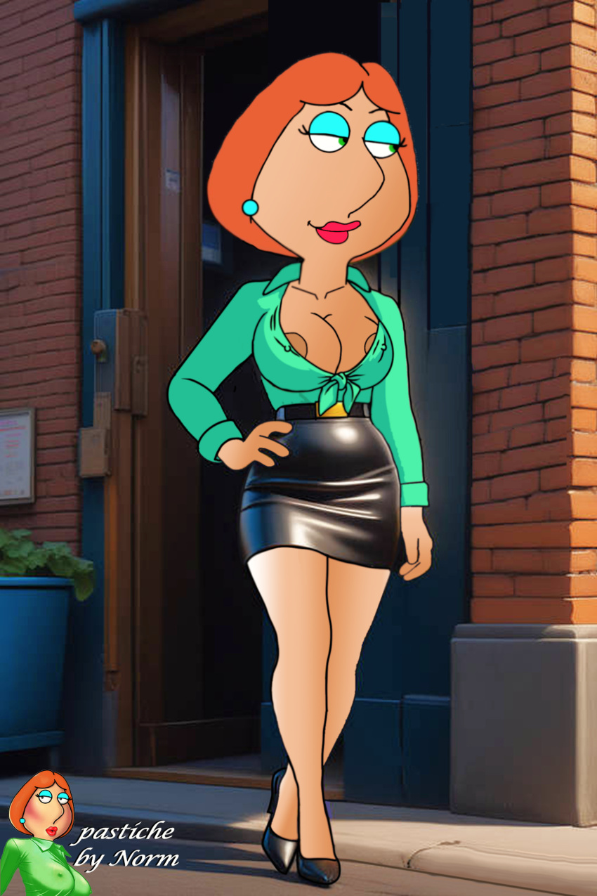 big_breasts family_guy large_areolae leather_skirt lois_griffin thighs