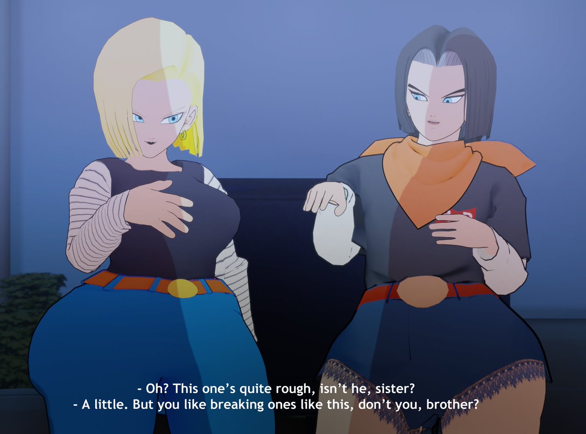 1girl 1girls 2boys 3d android_17 android_18 big_ass big_ass bisexual black_hair black_lipstick blonde_hair blue_eyes both_sexes_in_same_situation breasts bubble_ass bubble_butt dragon_ball dragon_ball_super dragon_ball_z english_subtitles female_android_17 femboy huge_ass imminent_rape imminent_sex jeans lipstick male offscreen_character shorts straight_hair tight_clothing trunks_(dragon_ball) trunks_briefs xscapism