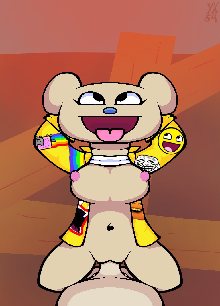 1boy 1girl 1girls ahe_gao anthro arms_behind_head arms_up bear bear_(game) bear_alpha bear_ears bear_girl belly belly_button bottomless breasts cartoony elpepereal erection female_focus furry jacket_of_pure_golden_epicness male male_penetrating_female male_pov meme meme_attire mostly_nude navel nipples offscreen_character on_back open_mouth partial_male penis pussy reverse_cowgirl_position riding riding_penis roblox roblox_game sex shirt smooth_penis stomach straight tan_fur team_durp_(bear) tongue tongue_out unbuttoned unbuttoned_shirt ursid ursine vaginal_penetration vaginal_sex
