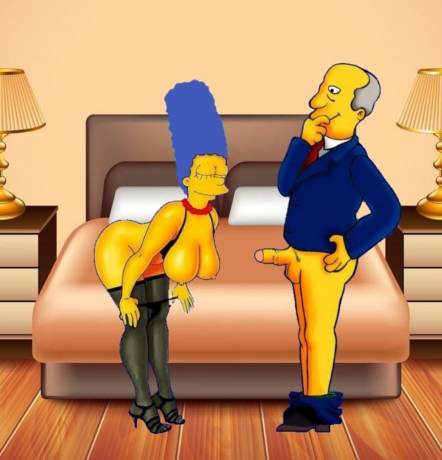 ass before_sex big_breasts closed_eyes erect_nipples erect_penis high_heels marge_simpson panties_down stockings the_simpsons thighs undressing