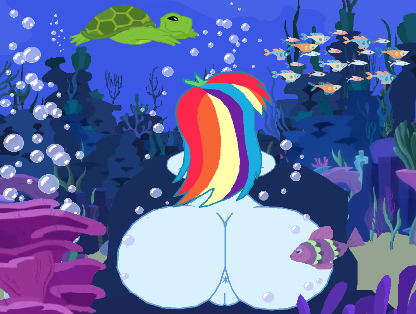 1girl anus ass big_ass blue_skin bubble bubbles edit equestria_girls feetlovers8841 female_only fish friendship_is_magic my_little_pony php43 pussy rainbow_dash rainbow_dash_(mlp) rainbow_hair underwater