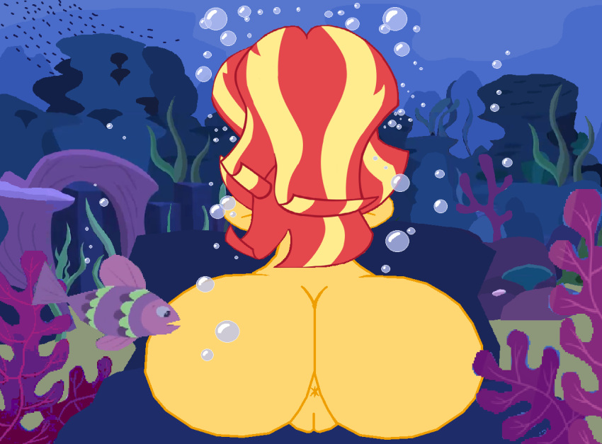 1girl anus ass big_ass bubble bubbles edit equestria_girls feetlovers8841 female_only fish friendship_is_magic my_little_pony php43 pussy red_hair sunset_shimmer underwater yellow_skin