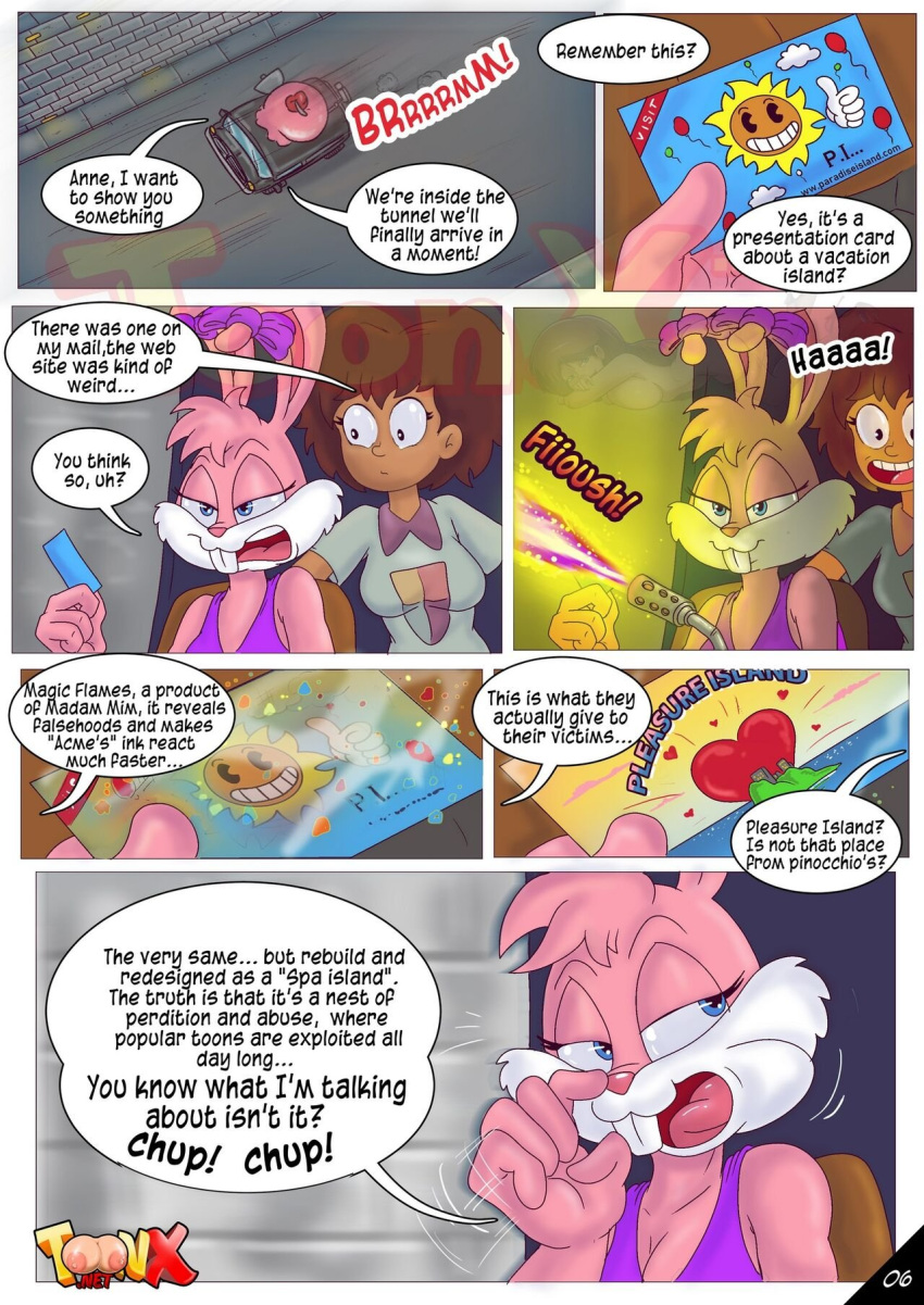 1boy 1girl 2_girls amphibia anne_boonchuy babs_bunny buster_bunny club_toonx_fantasy comic crossover disney furry tiny_toon_adventures warner_brothers