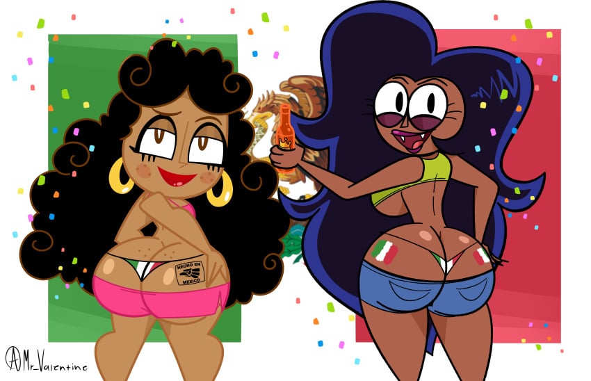 ass_cleavage back beer big_ass big_breasts butt_crack cartoon_network clothed clothing crossover el_tigre looking_at_viewer maria_rivera mexico micro_bikini milf mr_valentine00 nickelodeon ok_k.o.!_let's_be_heroes shorts skirt smile thick_thighs topwear wilhamena