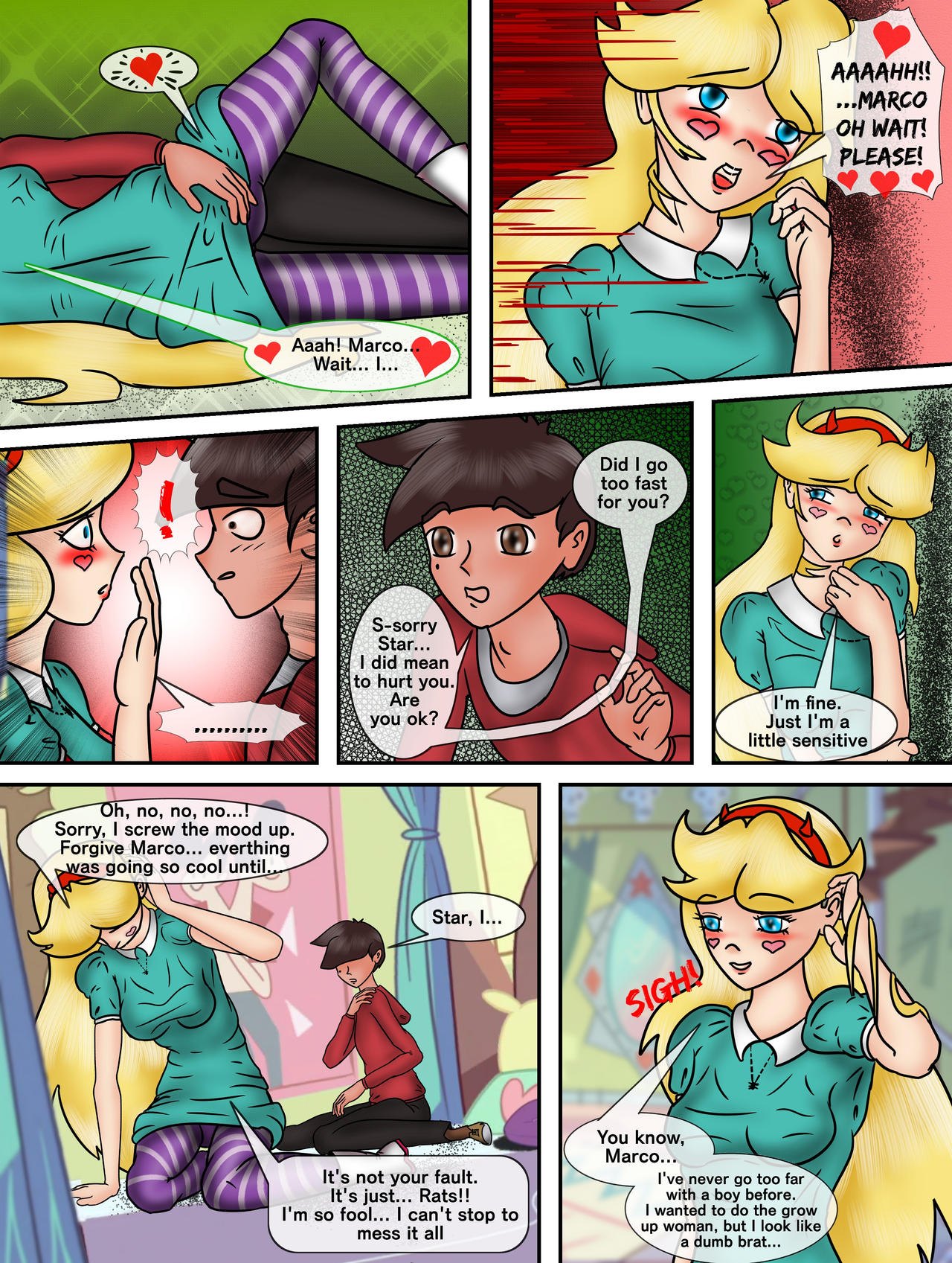 1boy 1girl ass_grab blonde_hair blue_eyes brown_eyes brown_hair canon_couple comic marco_diaz star_butterfly star_vs_the_forces_of_evil