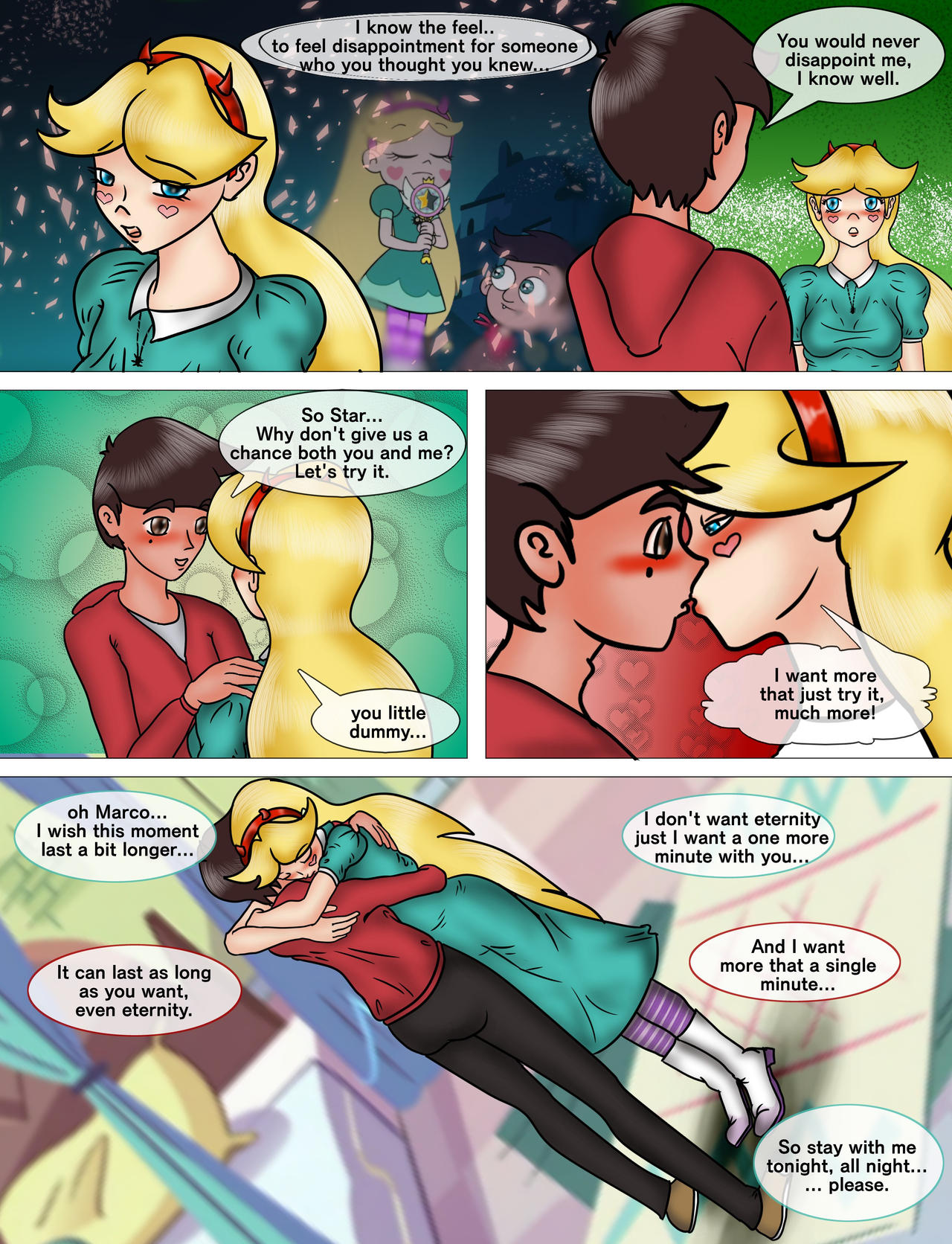 1boy 1girl blonde_hair blue_eyes brown_eyes brown_hair canon_couple comic marco_diaz star_butterfly star_vs_the_forces_of_evil