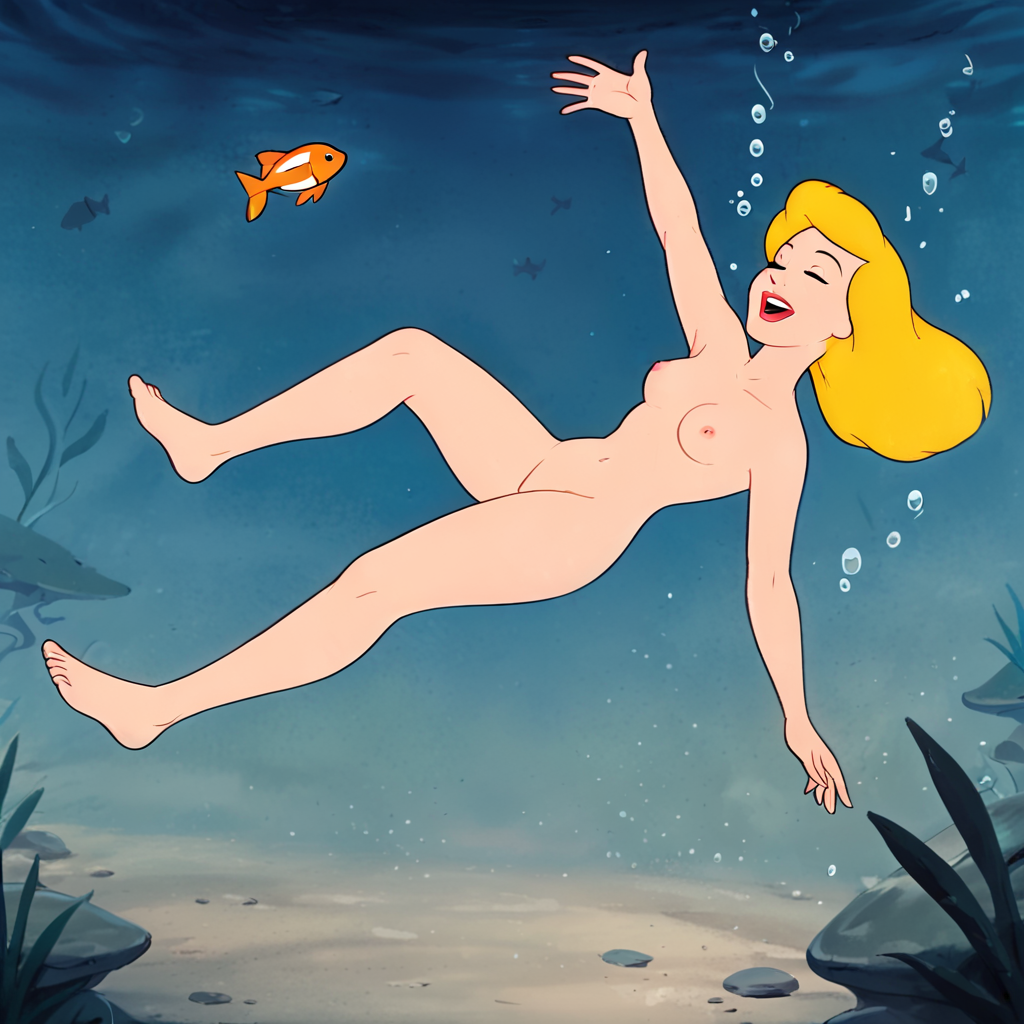 1girl 1girl 2024 ai_generated babe blonde_hair breasts bubbles cinderella disney feet feetlovers8841 female_full_frontal_nudity female_nudity fish hair legs lipstick long_hair nude princess_cinderella pussy skinny_dipping teeth toes underwater