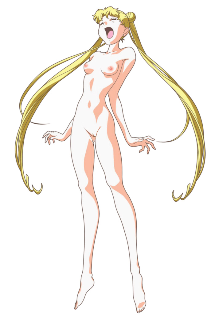 1girl blonde_hair closed_eyes double_buns long_hair medium_breasts nekom14 nipples nude_female pussy sailor_moon screaming tsukino_usagi twin_tails