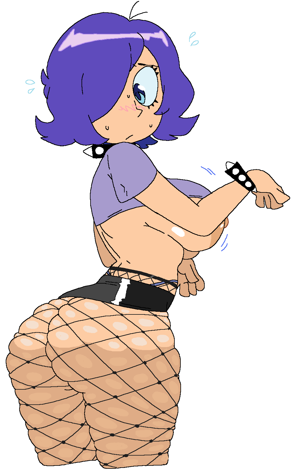 1girl 1girl 1girl ass ass_vs_breasts big_ass big_breasts blue_eyes blue_hair bottom_heavy breasts breasts_out bubble_butt clothing dream-cassette fat_ass female_only fishnet_legwear fishnets hair_over_one_eye hi_hi_puffy_amiyumi hoshime huge_ass human large_ass neckwear nipples pale_skin punk punk_girl skindentation spiked_bracelet spiked_collar thick_thighs threesome transparent_background wide_hips wristwear yumi_yoshimura