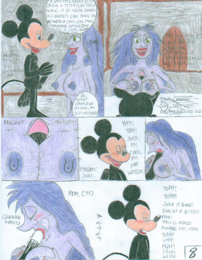 breasts comic crossover cum disney disney_channel green_eyes lipstick madam_mim mickey_mouse mouse naked_female nipples nude penis purple_hair shrekrulez the_sword_in_the_stone witch