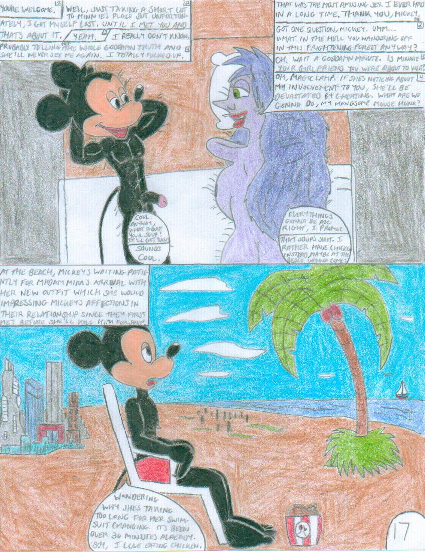 bed comic crossover disney disney_channel green_eyes lipstick madam_mim mickey_mouse mouse naked_female nipples nude penis purple_hair shrekrulez the_sword_in_the_stone witch