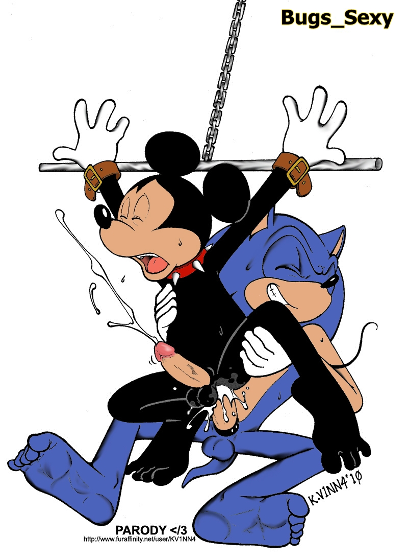 anal anthro balls bondage bound collar color cum cumshot disney duo fur hedgehog male male_only mammal mickey_mouse mouse multiple_males orgasm penis rodent sega sega sex sonic_the_hedgehog sonic_the_hedgehog_(series) spike_collar vkyrie white_background yaoi