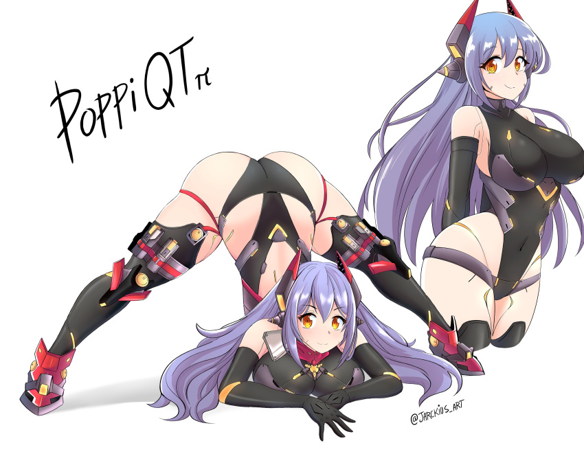 1girl 1girl alluring amber_eyes ass big_breasts jack-o_pose jackochallenge jarckius lavender_hair nintendo poppi_(xenoblade) poppi_qtpi_(xenoblade) xenoblade_(series) xenoblade_chronicles_2