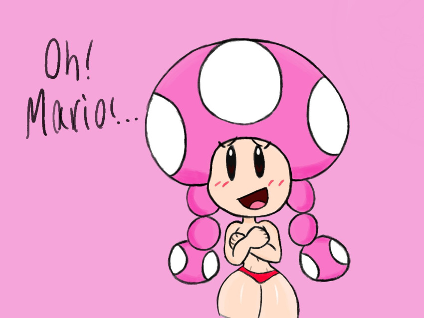 1girl nintendo nude speech_bubble super_mario_bros. text toadette