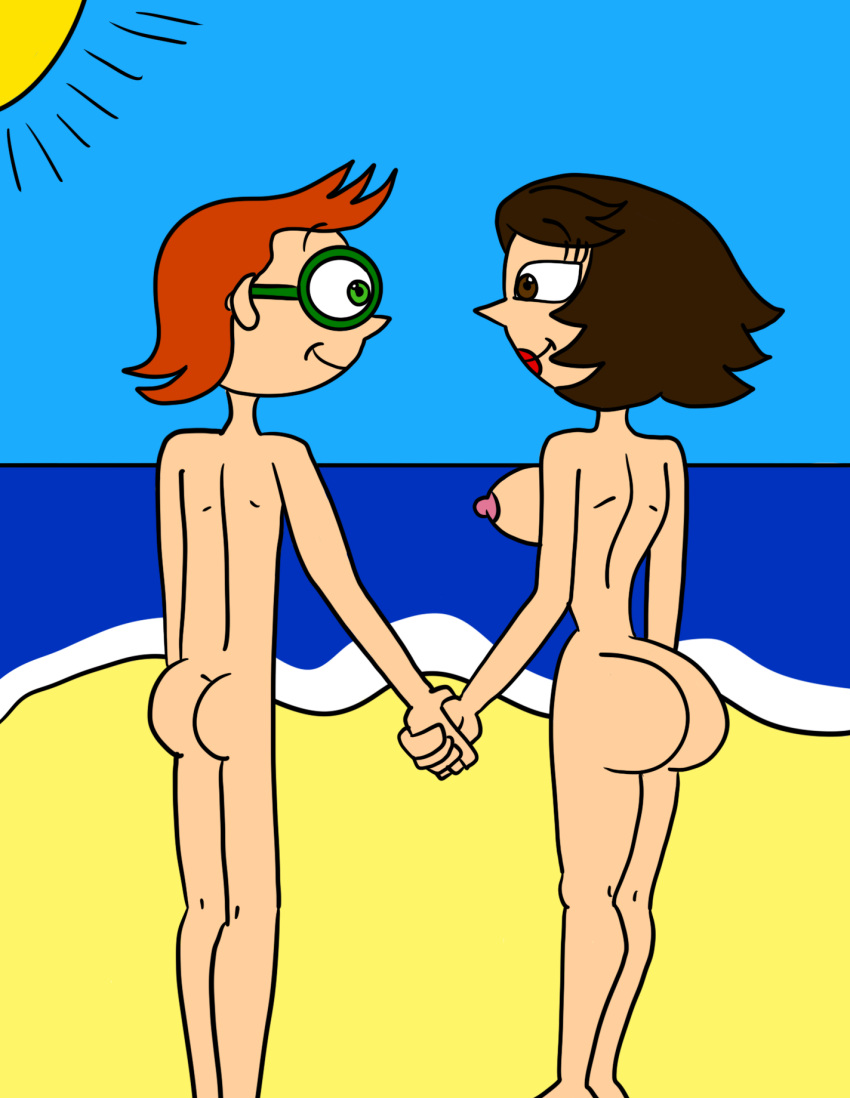 1boy 1girl 2024 aged_up breasts disney disney_channel grown_up june_(little_einsteins) leo_(little_einsteins) little_einsteins male/female matiriani28 nipples nude_beach sexy standing tagme