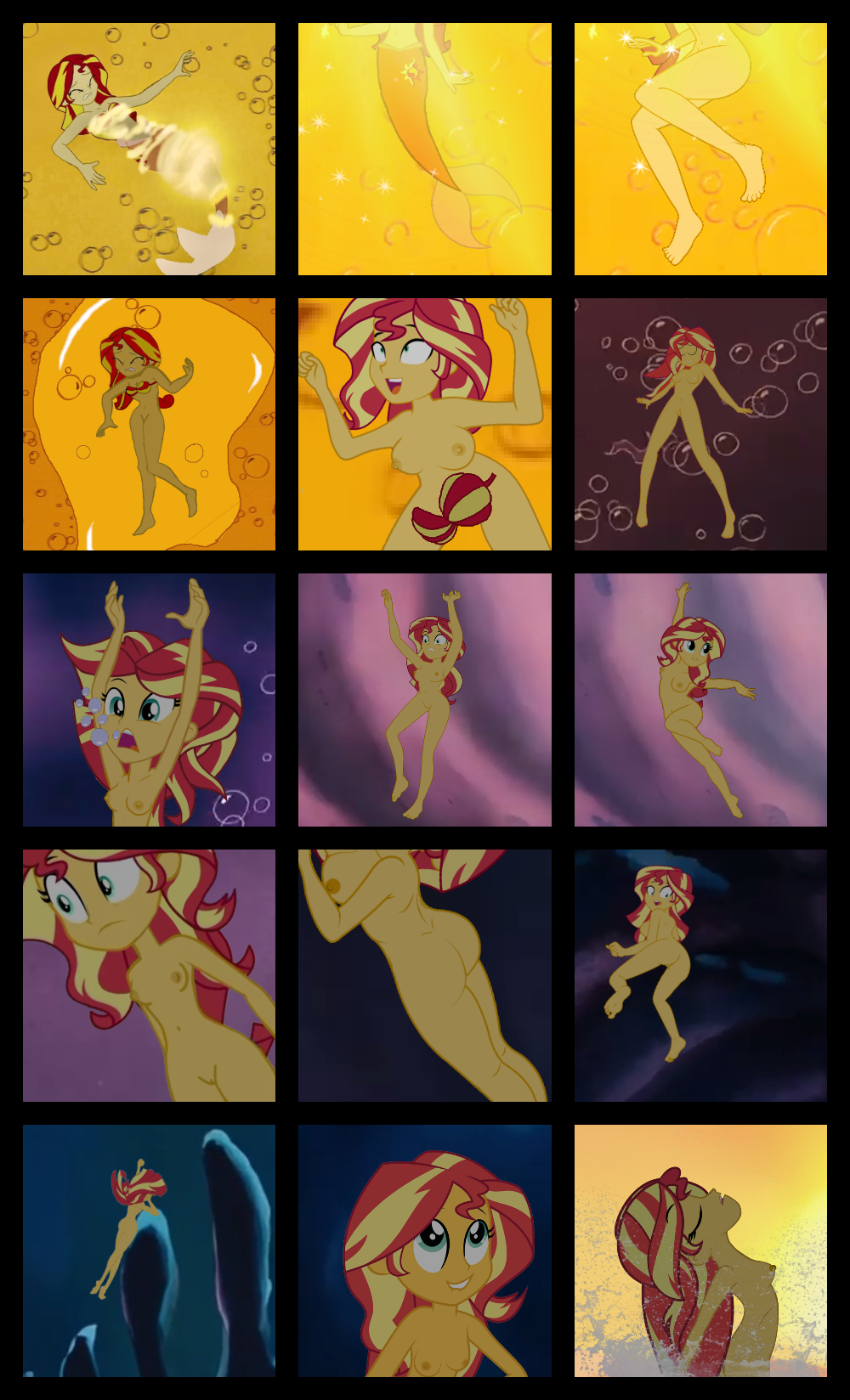 1girl 1girl 1girl anonymous_artist ass barefoot bikini_top bottomless breast_expansion breasts disney drowning equestria_girls feet freediving hasbro human mermaid mermaid_tail my_little_pony navel nipples nude ocean parody pussy scene_reference sea shell_bikini skinny_dipping sunset_shimmer swimming tagme tail the_little_mermaid transformation underwater wardrobe_malfunction water