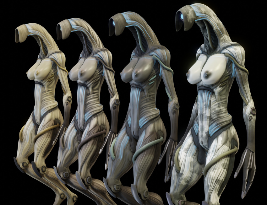 1girl 3d_(artwork) 3d_model 3d_render alien alien_girl big_breasts breasts camouflage extraterrestrial geth geth_hopper mass_effect multiple_girls picklejuice_(artist) pussy synthetic