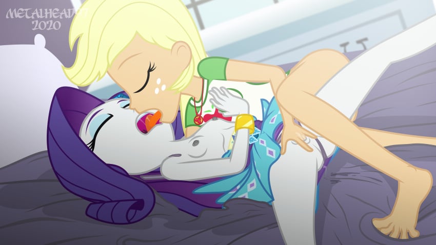 2_girls applejack_(eg) breasts equestria_girls feet fingering fingering_pussy french_kiss french_kiss french_kissing friendship_is_magic kissing metalhead97 my_little_pony nipples purple_hair pussy rarity_(eg) tongue white_skin yuri