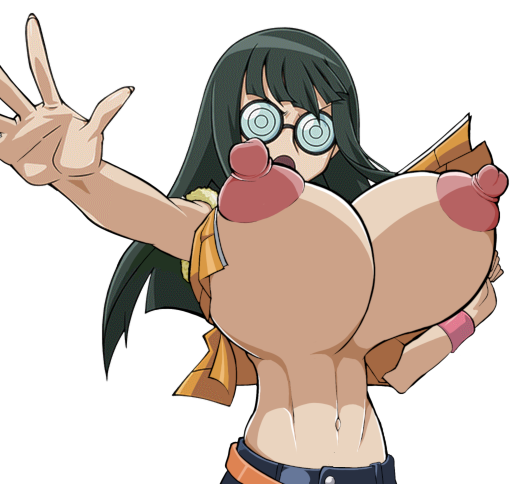 big_breasts bimbo breasts carly_carmine carly_nagisa gigantic_breasts glasses green_hair huge_breasts huge_nipples hyper_breasts large_breasts nipples topless yu-gi-oh! yu-gi-oh!_5d's yu-gi-oh!_duel_links