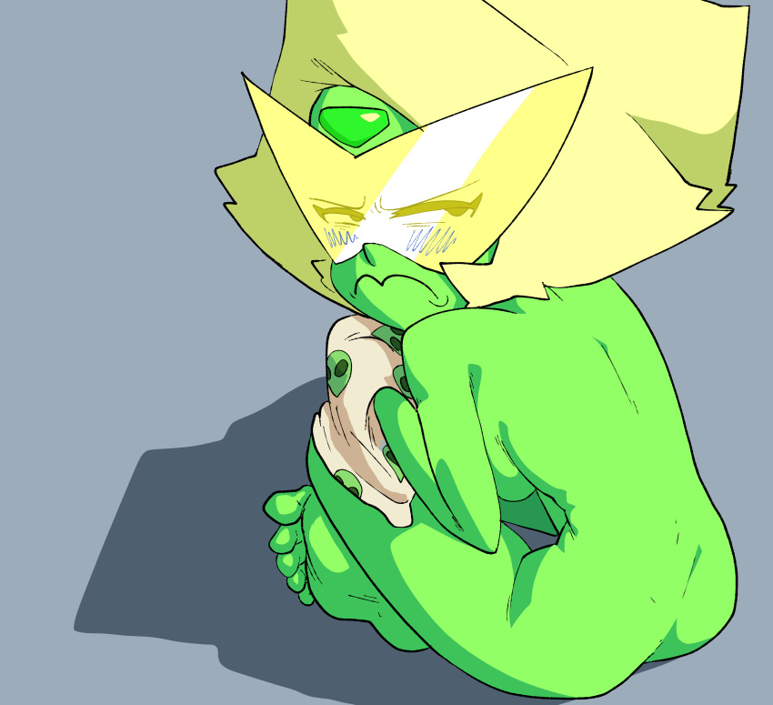 1girl 1girl 1girls 2d 5_toes alien_girl ass autism big_breasts breasts cartoon_network coolerinker feet female_only green_skin high_resolution inker_comics inkershike peridot_(steven_universe) simple_background steven_universe