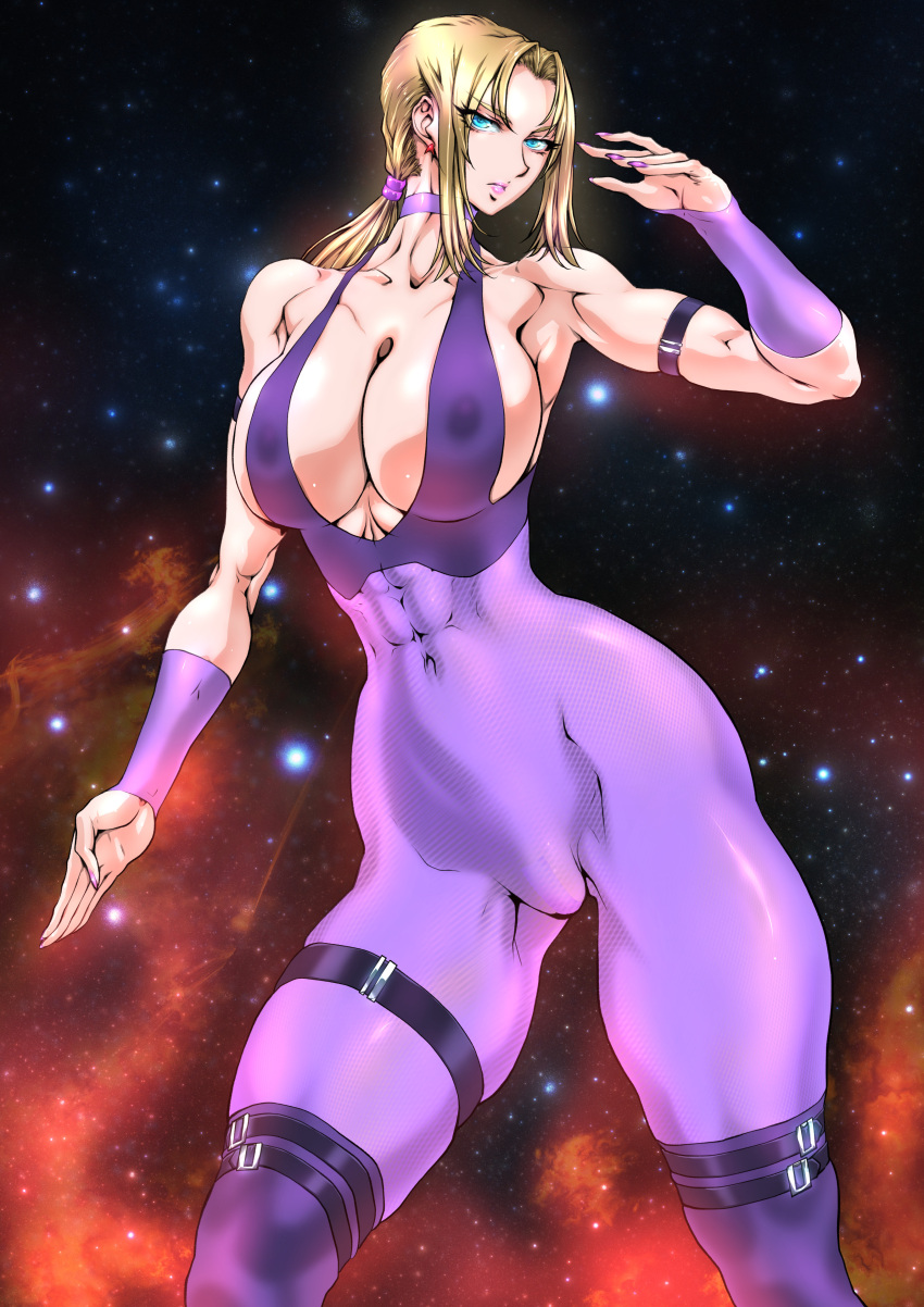 1girl 1girl absurd_res alluring big_breasts big_breasts blue_eyes bodysuit breasts cleavage high_res long_hair namco nina_williams silf tekken tekken_1 tekken_2 tekken_3 tekken_4 tekken_7 tekken_8 tekken_blood_vengeance tekken_tag_tournament tekken_tag_tournament_2 yuri_ai