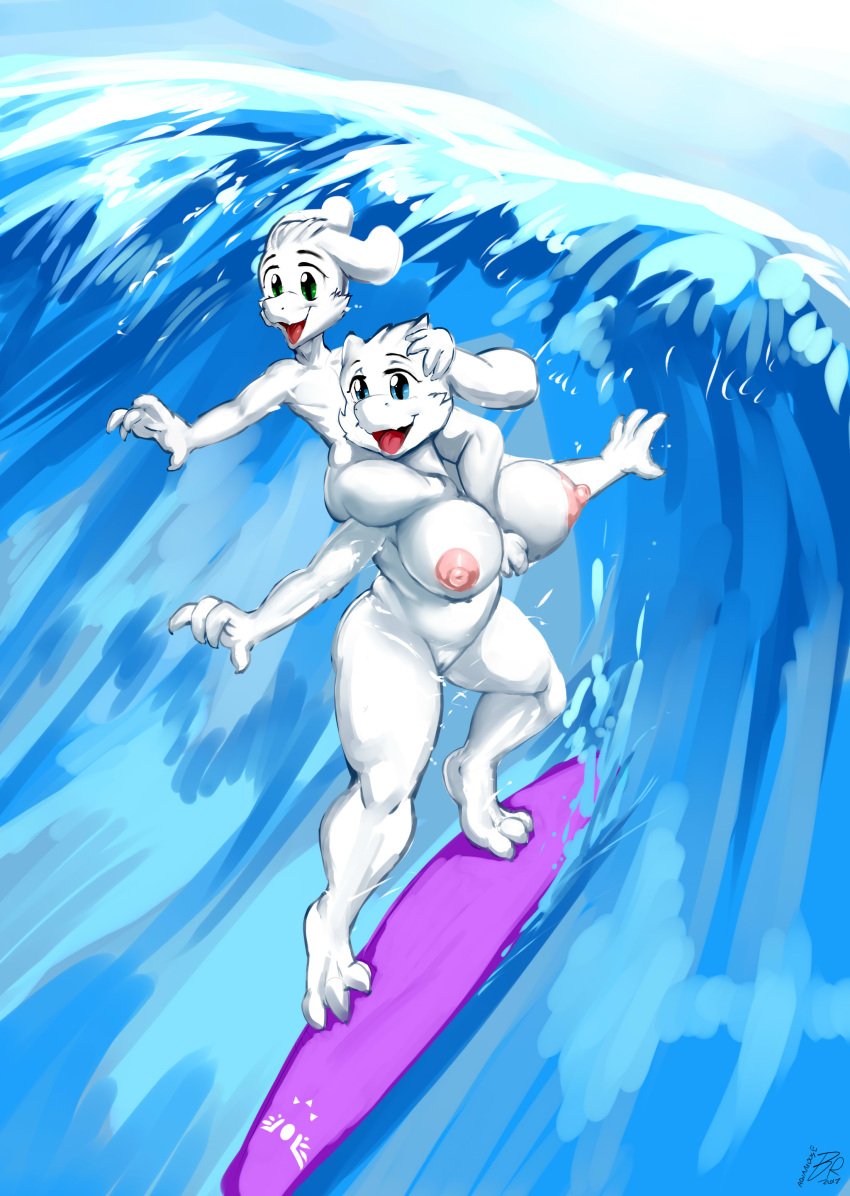 1boy 1girl asriel_dreemurr barefoot big_breasts breasts byondrage caprine daemont92 female female/male girly goat goatmom implied_incest incest male milf mother_&_son nipples nude piggyback_ride son surf surfboard surfing thick_thighs toby_fox toriel undertale undertale_(series) voluptuous water wholesome_incest wholesome_nudity wide_hips young