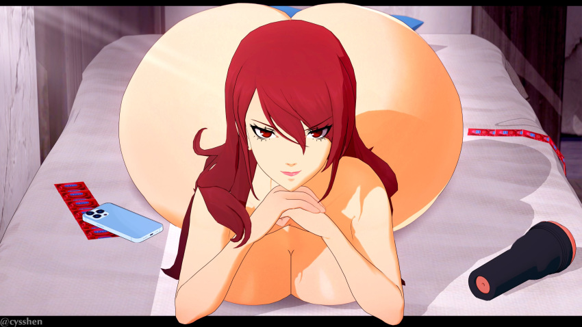 1girl ass atlus big_breasts bottom_heavy breasts cyshen female_only gigantic_ass huge_ass human looking_at_viewer megami_tensei mitsuru_kirijo nude persona persona_3 solo_female wide_hips