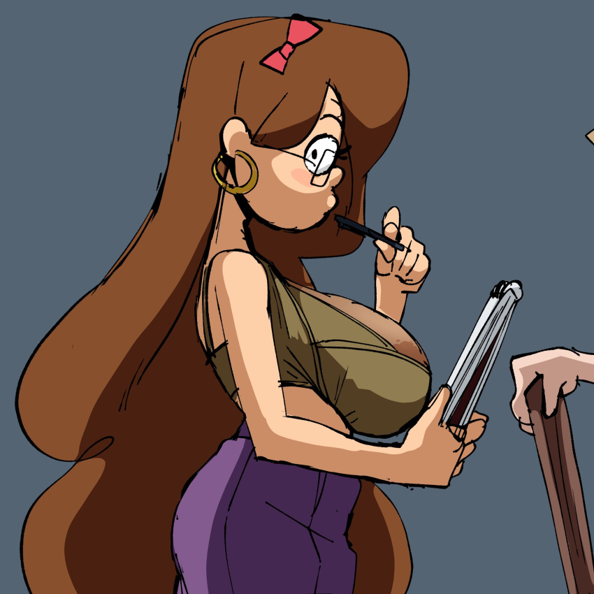 1girl 2d 2d_(artwork) 2d_artwork areola ass bag bra breasts brown_hair disney disney_xd drpizzaboi1 glasses gravity_falls hair inker_comics inkershike long_hair mabel_pines nipples