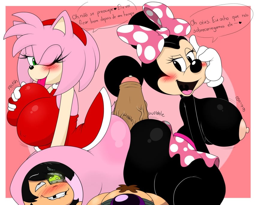 amy_rose ass big_ass big_breasts brazil buttjob cap.hornybotellie49 cyborg denizen1414 diegoshadic disney double_buttjob flirting_with_viewer huge_cock human large_ass louwies_ld_(cap.hornybotellie49) minnie_mouse nipples original_character penis sega sega sonic_the_hedgehog_(series) thick_thighs