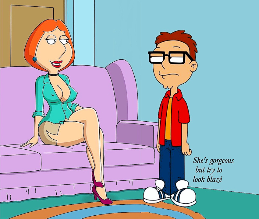 american_dad blouse breasts crossover edit erect_nipples_under_clothes family_guy glasses lois_griffin miniskirt ready_to_fuck steve_smith thighs