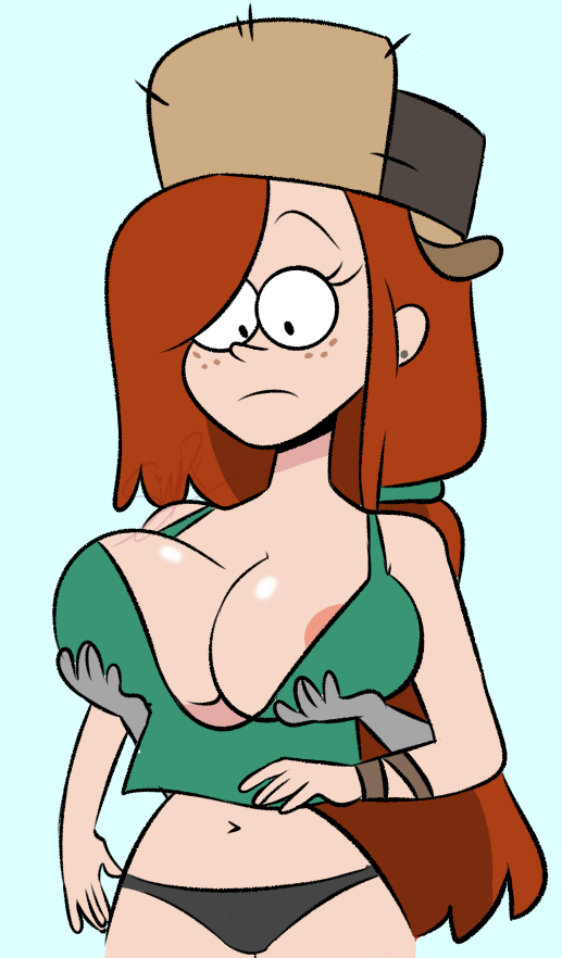 1girl 1girl 1girl areola big_breasts big_breasts boob_window breasts cleavage disembodied_hands eyebrows eyelashes female_only freckles grabbing_breasts grabbing_from_behind gravity_falls long_hair navel nipples orange_hair panties pink_nipples pixelzsinful ponytail solo_female solo_focus straight_hair wendy_corduroy wide_hips