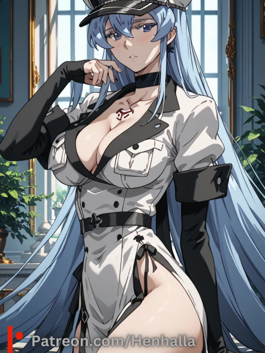 1girl 1girls ai_generated big_breasts breasts dress esdeath esdeath_(akame_ga_kill!) henhalla solo_female young younger_female