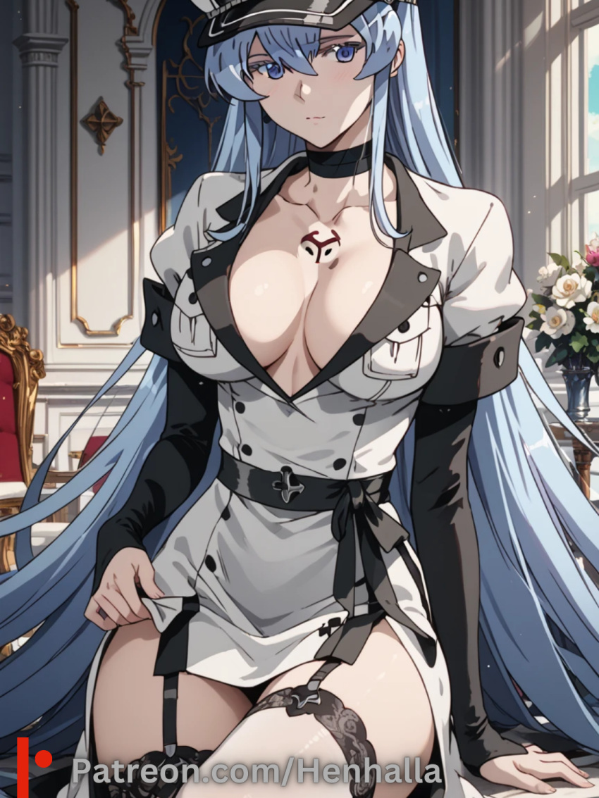 1girl 1girls ai_generated big_breasts breasts dress esdeath esdeath_(akame_ga_kill!) henhalla solo_female young younger_female