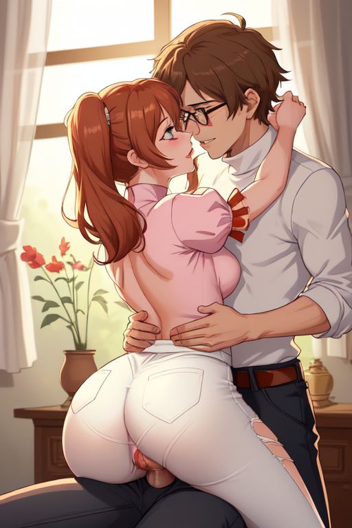 1boy 1girl ai_generated ass bad_anatomy brown_hair canon_couple cowgirl_position husband_and_wife marvin_harris original_character original_characters rise_kujikawa sex vaginal vaginal_penetration vaginal_sex