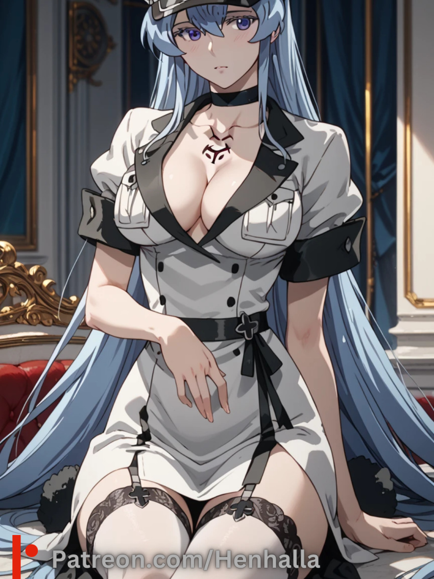 1girl 1girls ai_generated big_breasts breasts dress esdeath esdeath_(akame_ga_kill!) henhalla solo_female young younger_female