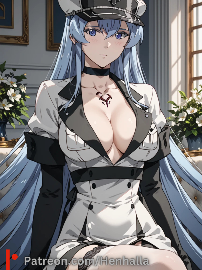 1girl 1girls ai_generated big_breasts breasts dress esdeath esdeath_(akame_ga_kill!) henhalla solo_female young younger_female