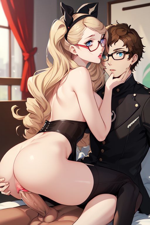 1boy 1girl ai_generated ann_takamaki ass blonde_hair blue_eyes brown_hair glass glasses marvin_harris nude original_character penis penis_in_pussy persona_5 sex vaginal vaginal_penetration vaginal_sex