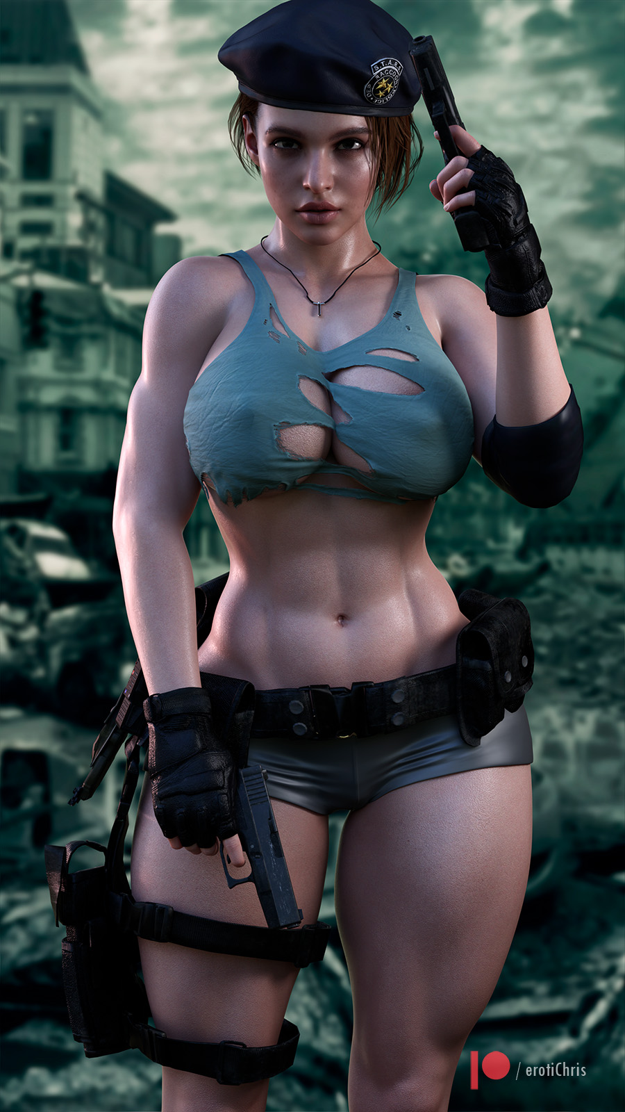 1girl 1girl 1girls3d 3d_(artwork) ass athletic_female big_ass big_breasts big_breasts big_breasts bubble_ass bubble_butt capcom cga3d curvaceous curvy curvy_female curvy_figure erotichris female-abs female_only fit_female hourglass_figure jill_valentine jill_valentine_(sasha_zotova) pawg resident_evil resident_evil_3 resident_evil_3_remake ripped_clothes ripped_clothing tactical_gear thick thick_ass thick_thighs voluptuous voluptuous_female wide_hips