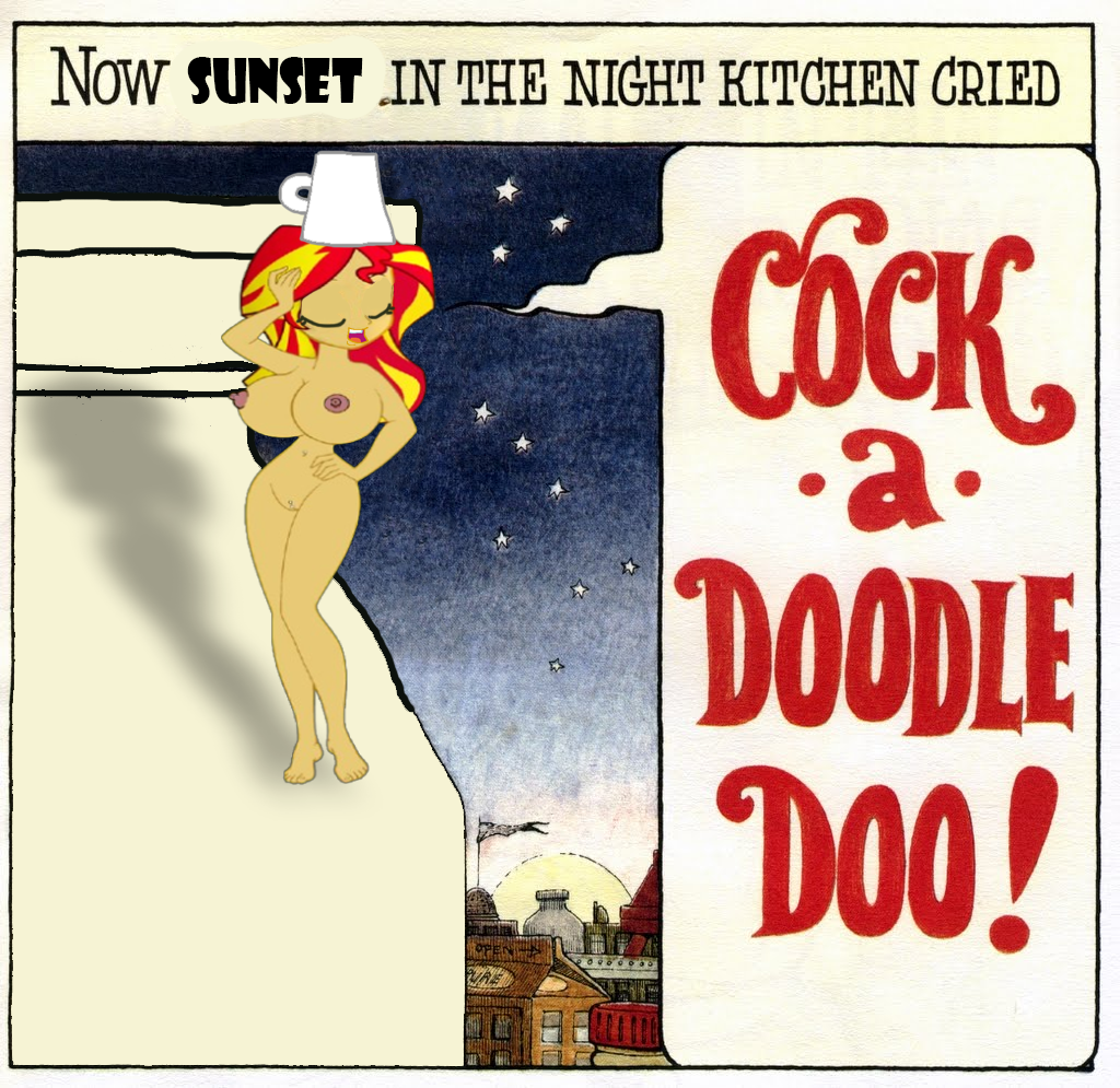 1girl 2025 big_breasts blue_eyes breasts closed_eyes cup drvillain edit english english_text equestria_girls eyebrows eyelashes feet female_only in_the_night_kitchen my_little_pony naked_female navel nipples nude nude_female older older_female open_eyes open_mouth pussy red_hair speech_bubble sunset_shimmer yellow_skin young_adult young_adult_female young_adult_woman