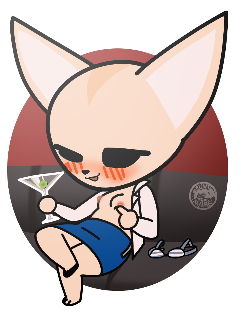 1girl 3_toes absurd_res aggretsuko anthro barefoot black_eyes blush blush_lines bottomwear bra breast_fondling breast_play breasts canid canine clothed clothing cocktail_glass container cup discarded_clothing dr._pizza_boi drinking_glass drunk exposed_breasts featureless_hands feet female fennec_fox fenneko fondling footwear fox full-length_portrait glass glass_container glass_cup hand_on_breast hi_res high_res inkershike mammal nipples open_clothing open_shirt open_topwear partially_clothed portrait sanrio self_fondle shirt shoes sitting skirt solo substance_intoxication toes toony topwear true_fox underwear