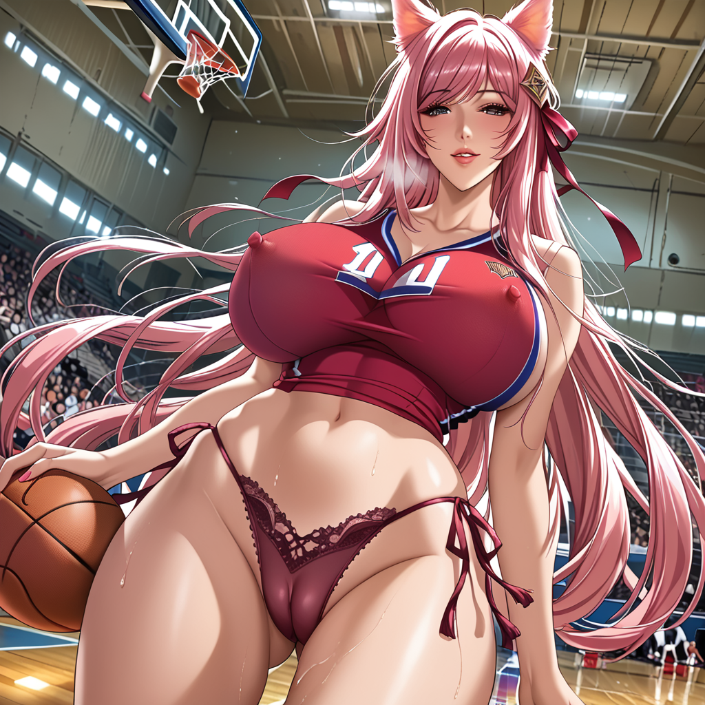 ahri ahri_(league_of_legends) balls basketball basketball_(ball) breasts cameltoe gym huge_breasts huge_nipples league_of_legends nipples_visible_through_clothing pussy pussy_lips pussy_peek sexy_body sexy_breasts