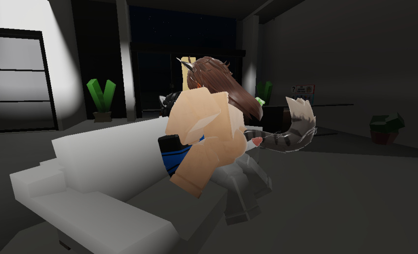 1futa 1girl anthro ass breasts cum cumming cumming_while_making_out cumshot ejaculation erection femdom friends furry furrzzie futasub holding_onto_partner hugging_partner irie_hallow kissing making_out multicolored_fur penis roblox roblox_avatar robloxian