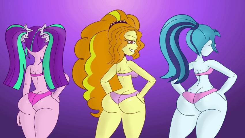1girl 3_girls adagio_dazzle aria_blaze ass ass_cleavage big_ass butt_crack equestria_girls female_only friendship_is_magic hasbro looking_at_viewer looking_back my_little_pony older older_female rear_view scobionicle99 sonata_dusk the_dazzlings thick thick_ass thick_thighs thighs trio twin_tails wide_hips young_adult young_adult_female young_adult_woman