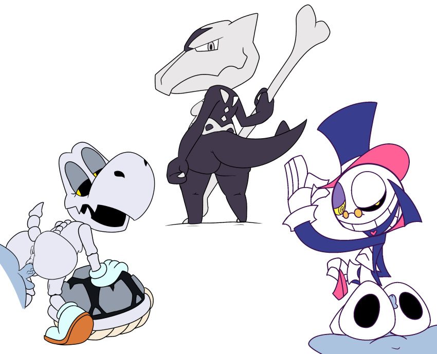 1girl alolan_form alolan_marowak animated_skeleton anthro anthro_penetrated anus ass balls bone bottomless breasts clothed clothing dapper_bones dry_bones erection female_penetrated genitals grey_body group group_sex high_res hot_dogging humanoid impstripe looking_at_viewer looking_back male male/female male/male male_penetrating male_penetrating_female mario_(series) nintendo nude open_mouth open_smile oshare_bones penetration penile penile_penetration penis penis_in_pussy pokemon pokemon_(game) pokemon_(species) pussy puyo_puyo puyo_puyo_fever puyopuyo r**e regional_form_(pokemon) rule_34 sega sex simple_background skeleton smile super_mario_bros. undead vaginal vaginal_penetration what what_the_fuck white_background why_is_exist yellow_eyes