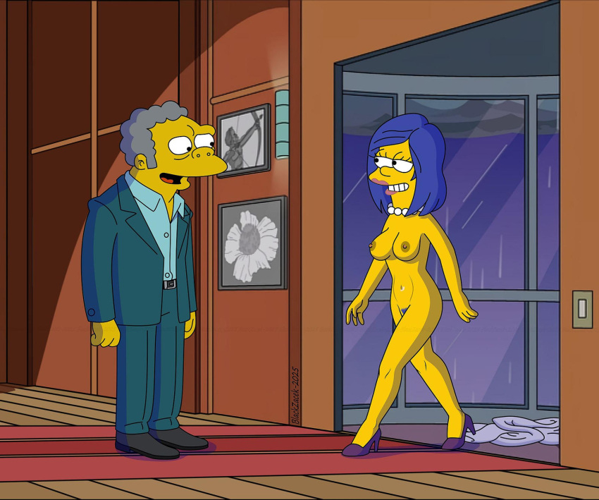 blackzacek breasts erect_nipples marge_simpson moe_szyslak nude shaved_pussy the_simpsons thighs