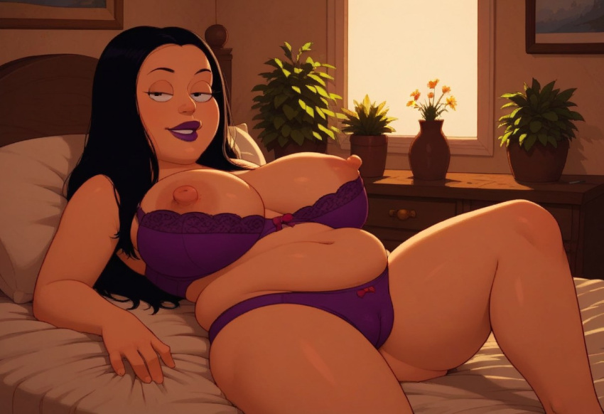 american_dad bbw belly big_breasts cameltoe chubby chubby_female debbie_hyman goth goth_girl nipples pussy underwear