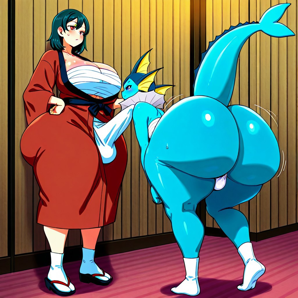 2futas ai_generated ass ass big_ass big_ass big_breasts breasts erection erection_under_clothes fundoshi fundoshi_futanari fundoshilover101 futanari game_freak huge_ass huge_ass huge_breasts nintendo pokemon vaporeon